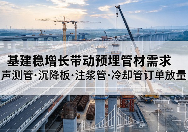 南宫基建稳增长带动预埋监测管材需求，声测管、沉降板、注浆管订单持续放量